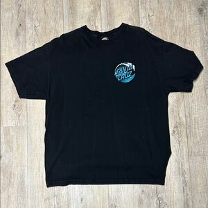 Santa Cruz Skateboards Black Tee with Blue Crest Logo